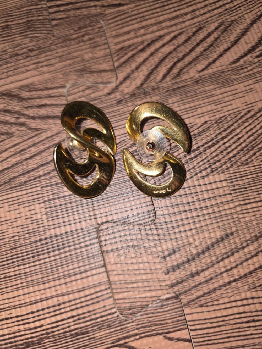 Napier Gold-Tone Abstract Swirl Pierced Earrings Vintage Jewelry